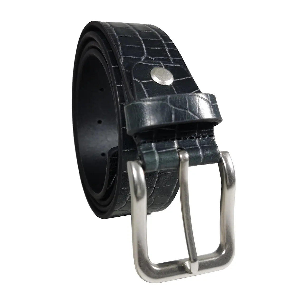 Men's Black Genuine Leather Dress Belt