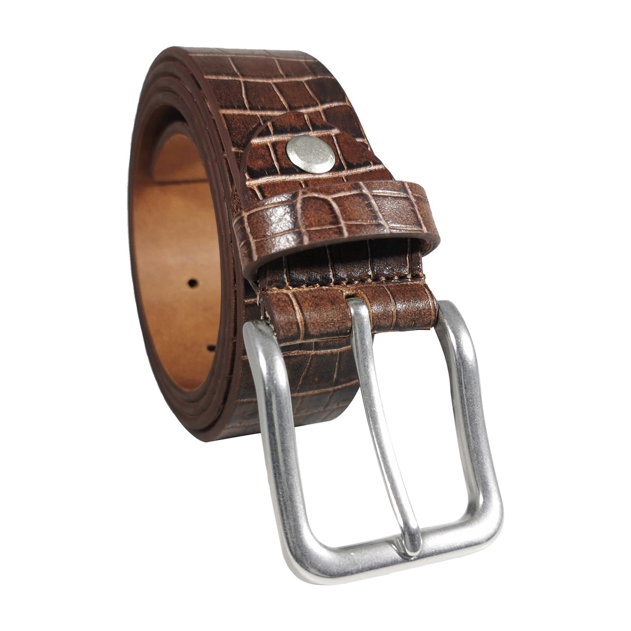 Men's Cognac Genuine Leather Dress Belt - Style 1000 - Made in Turkey - FERLA USA