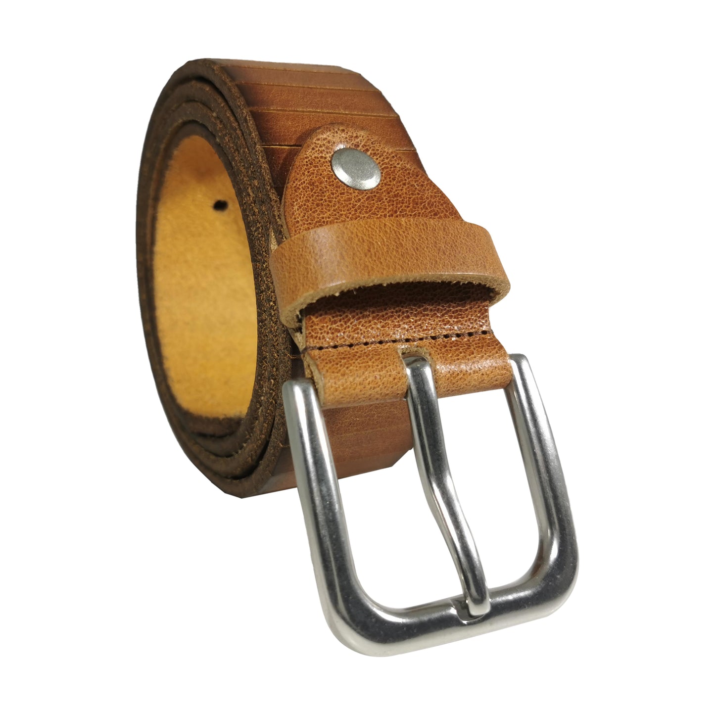 Men’s Cognac Genuine Leather Belt – Handmade Turkish Dress Belt – Style 1004