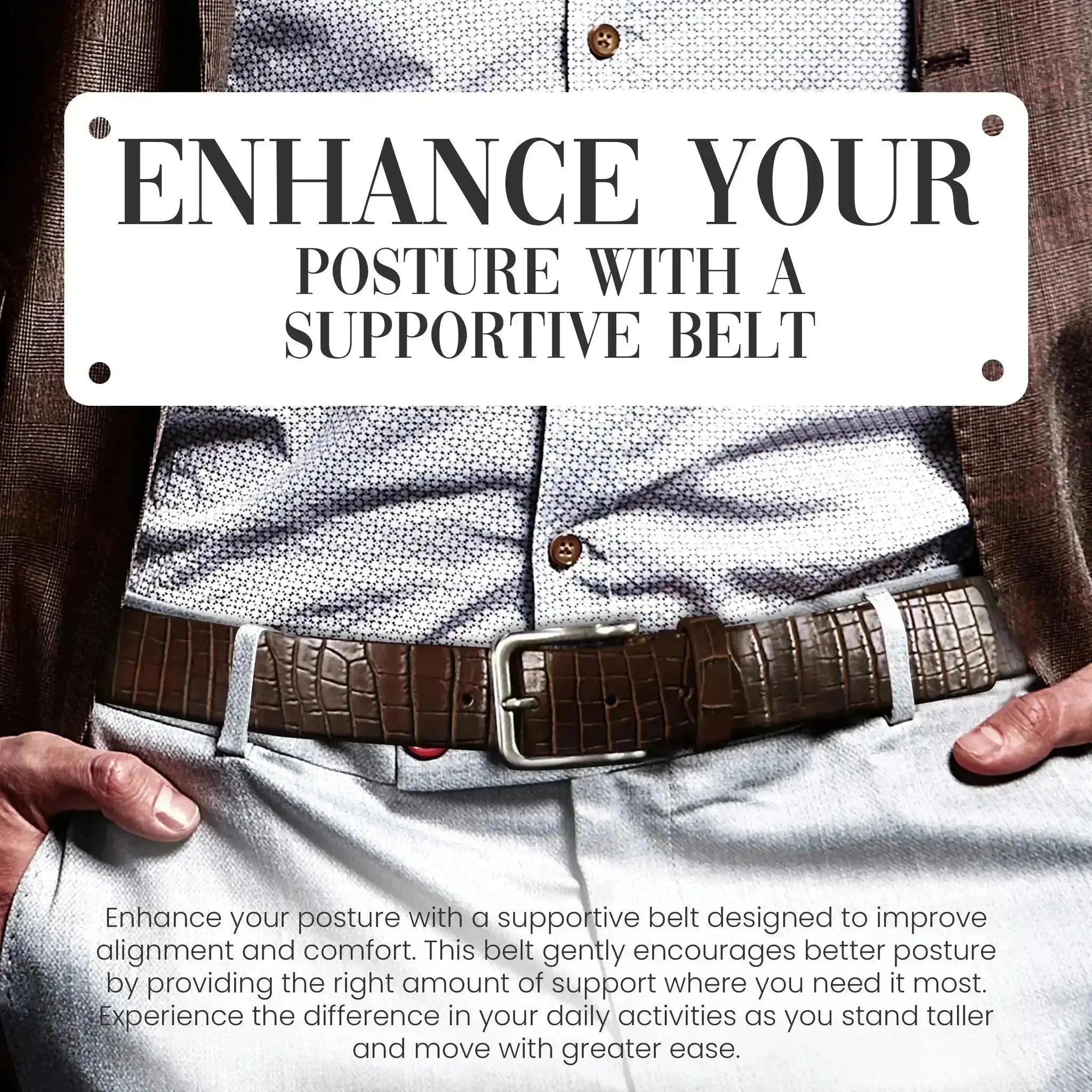 Men's Brown Genuine Leather Dress Belt - Style 1007 - Made in Turkey
