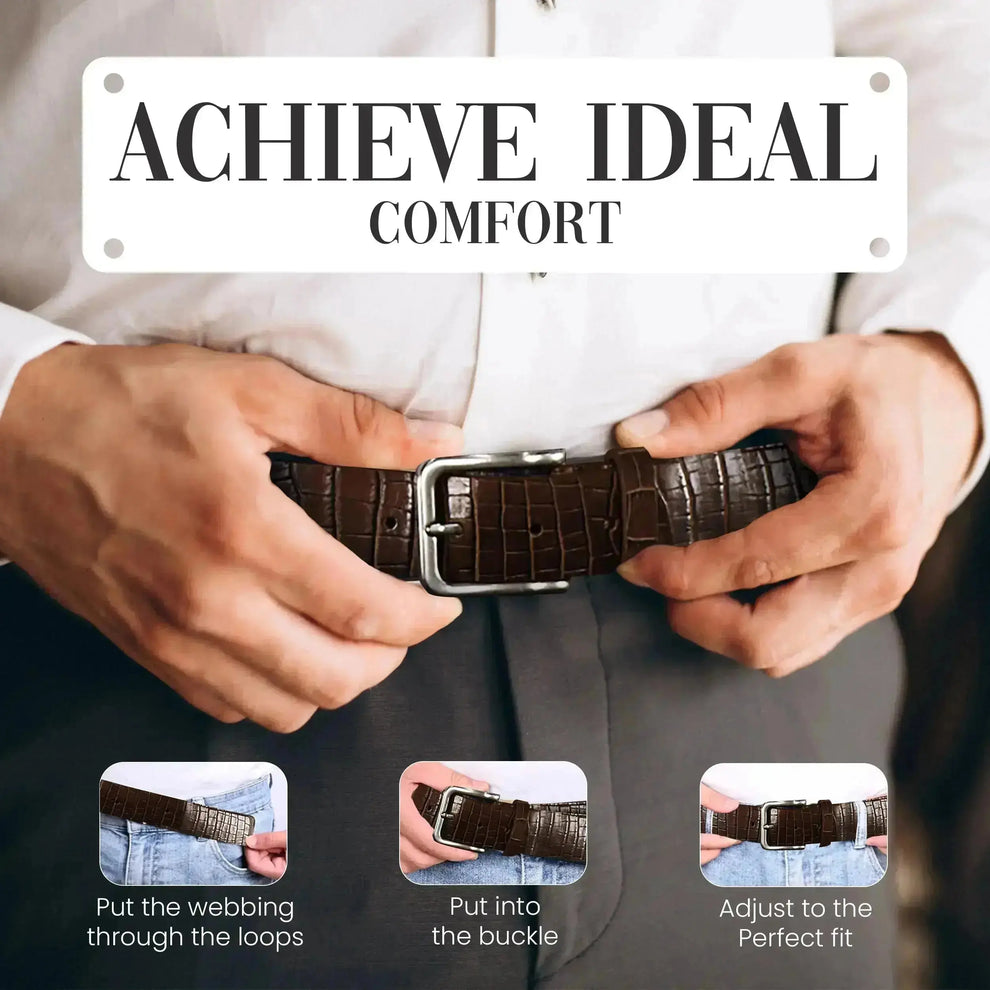 Men's Black Genuine Leather Dress Belt