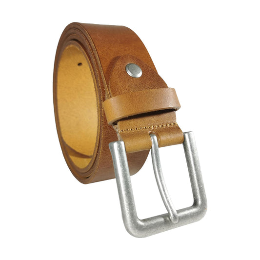 Men's Cognac Genuine Leather Dress Belt - Style 1013 - Made in Turkey - FERLA USA