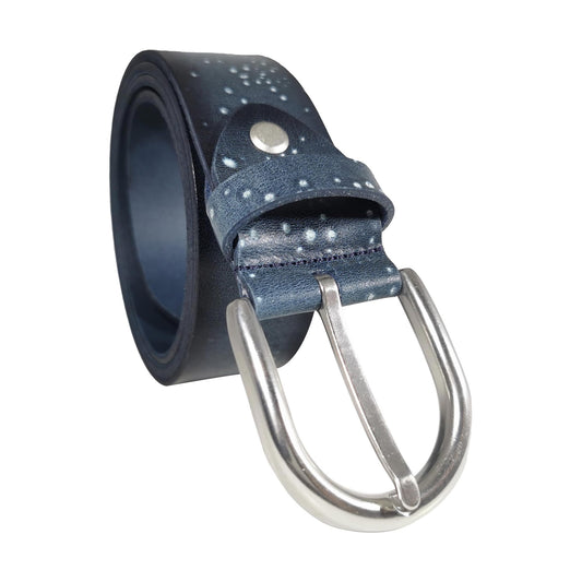 Men's Navy Genuine Leather Dress Belt - Style 1005 - Made in Turkey - FERLA USA
