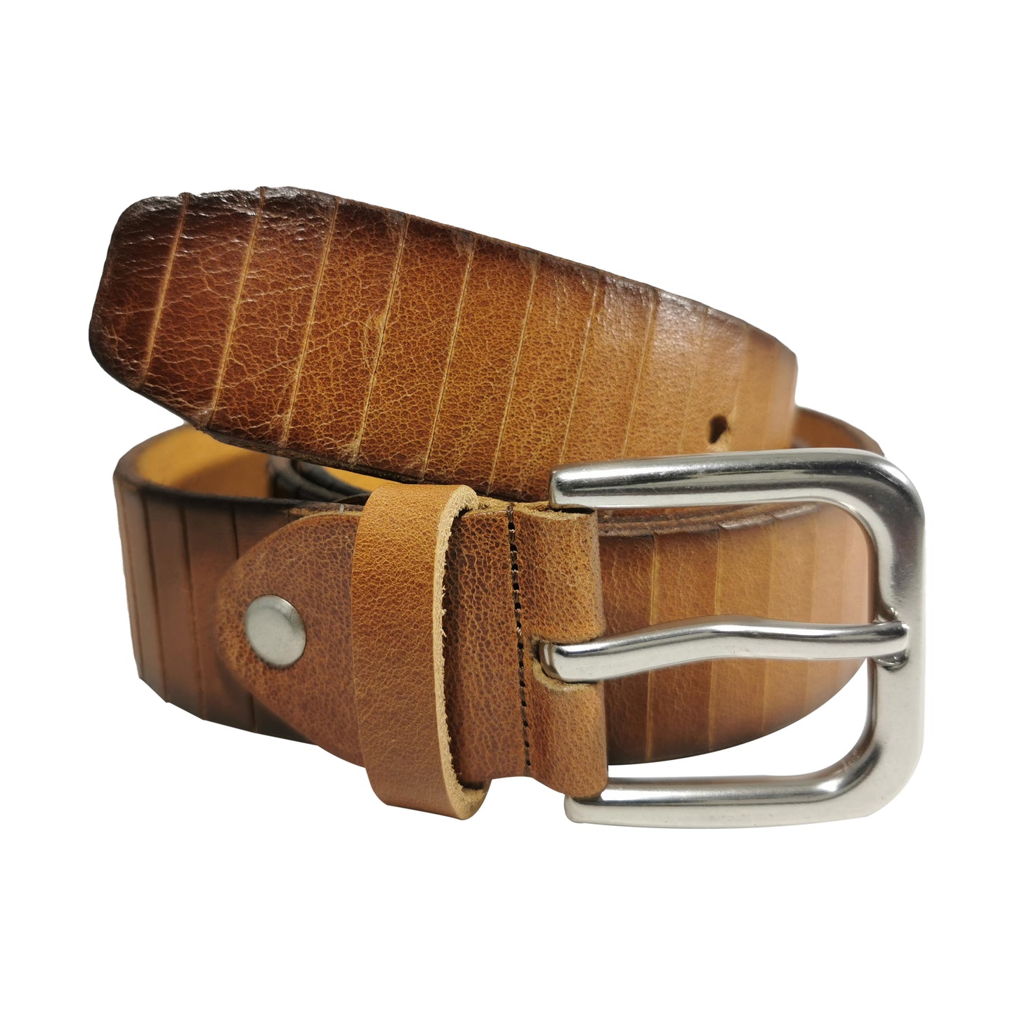 Men’s Cognac Genuine Leather Belt – Handmade Turkish Dress Belt – Style 1004