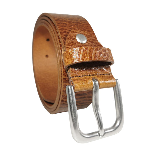Men's Cognac Genuine Leather Dress Belt - Style 1007 - Made in Turkey - FERLA USA