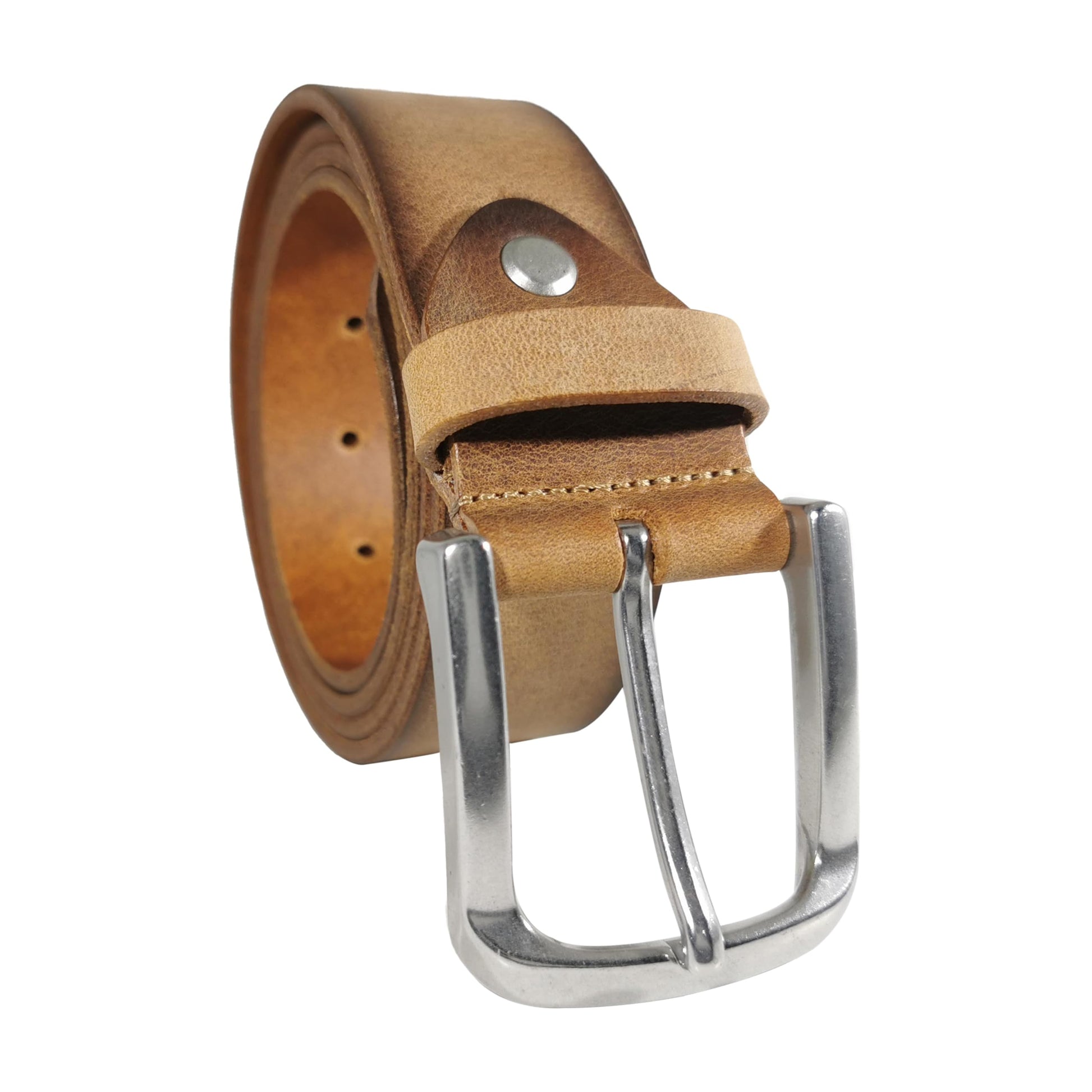 Men's Cognac Genuine Leather Dress Belt - Style 1002 - Made in Turkey - FERLA USA