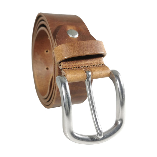 Men's Cognac Genuine Leather Dress Belt - Style 1010 - Made in Turkey - FERLA USA