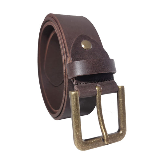 Men's Dark Brown Genuine Leather Dress Belt - Style 1013 - Made in Turkey - FERLA USA