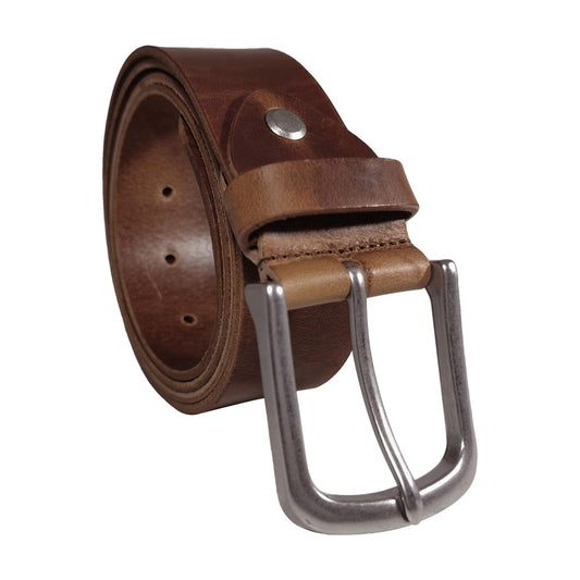 Men's Cognac Genuine Leather Dress Belt - Style 1015 - Made in Turkey - FERLA USA