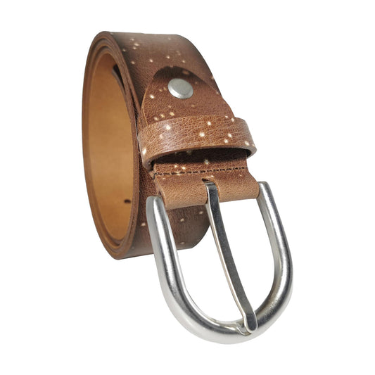 Men's Cognac Genuine Leather Dress Belt - Style 1005 - Made in Turkey - FERLA USA