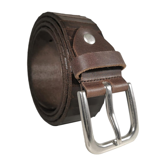 Men's Brown Genuine Leather Dress Belt - Style 1004 - Made in Turkey - FERLA USA