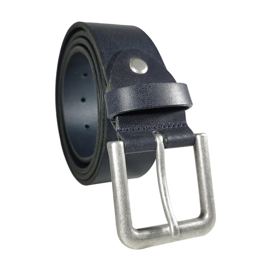 Men's Navy Genuine Leather Dress Belt - Style 1013 - Made in Turkey - FERLA USA