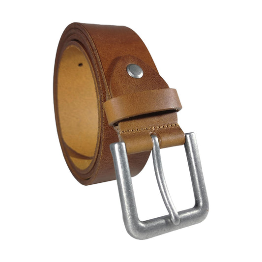 Men's Dark Cognac Genuine Leather Dress Belt - Style 1013 - Made in Turkey - FERLA USA