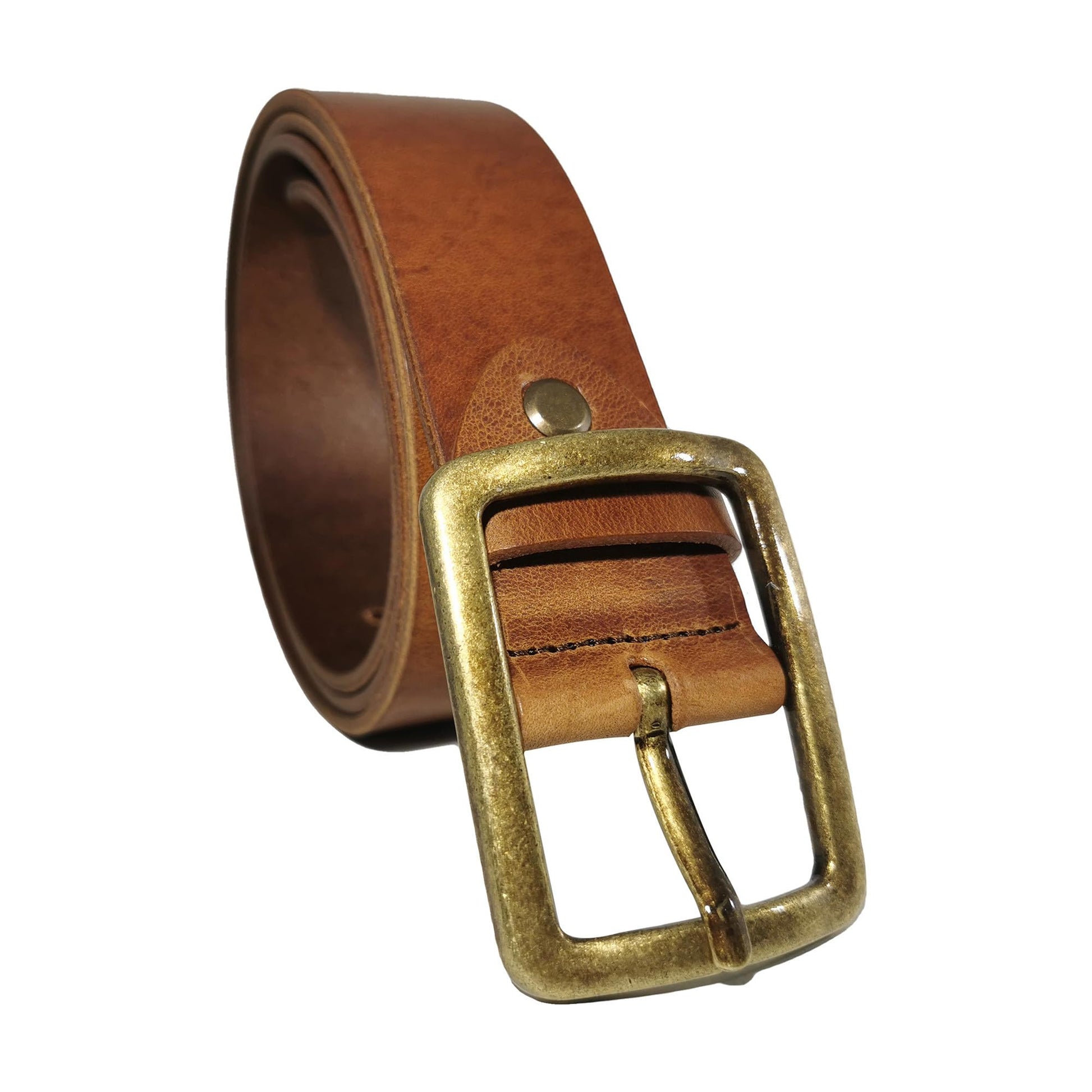Men's Cognac Genuine Leather Dress Belt - Style 1009 - Made in Turkey - FERLA USA